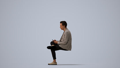 3D scanned man business, photorealistic archviz people for Enscape and SketchUp, three-quarter view render