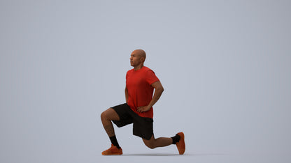 realistic 3D human man sport, archviz people FBX OBJ for Blender, three-quarter view render