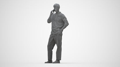 realistic 3D human man casual standing, archviz people FBX OBJ for Blender, wireframe back view