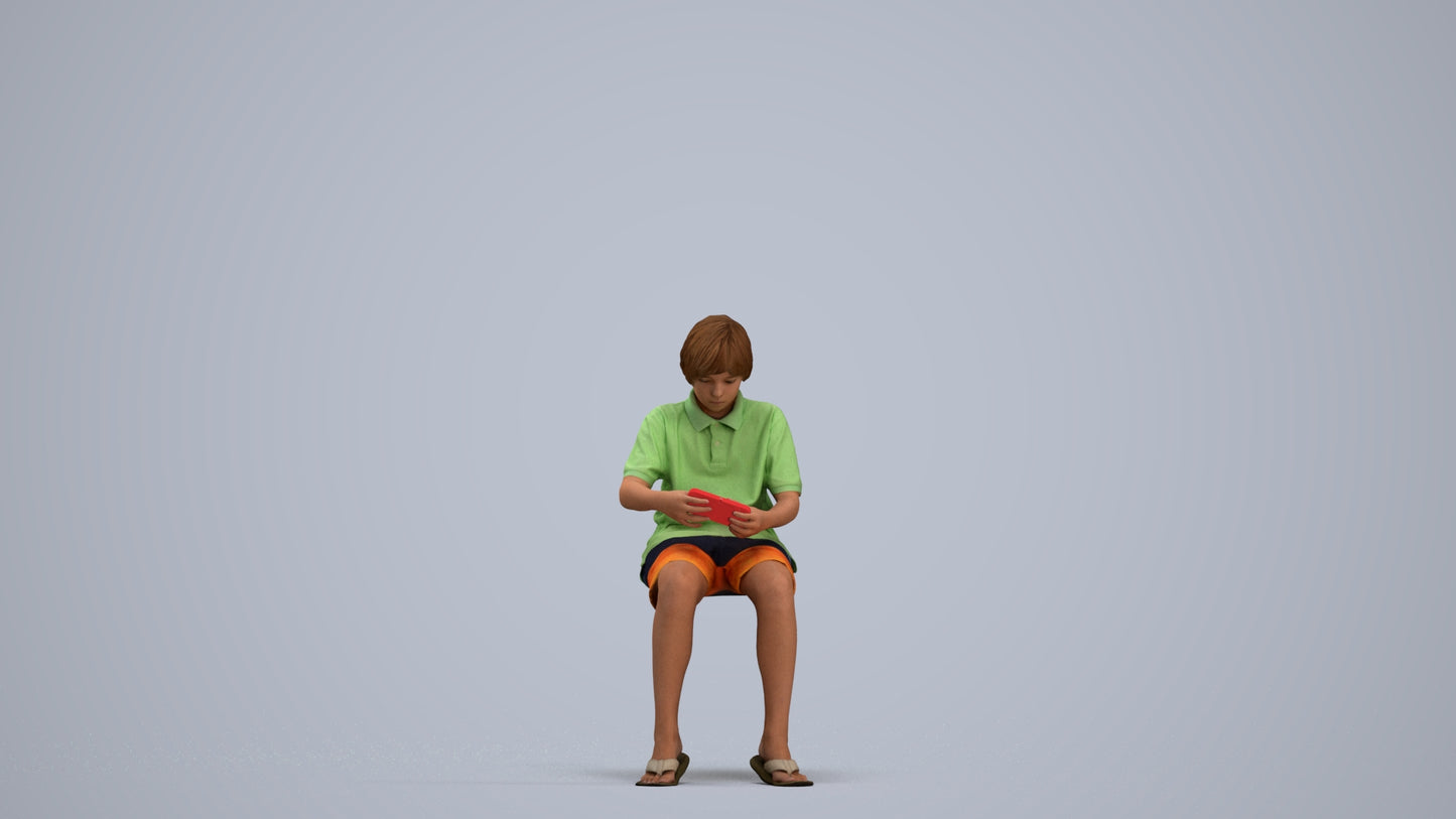 photogrammetry 3D boy kids, realistic human model archviz FBX, standing pose render