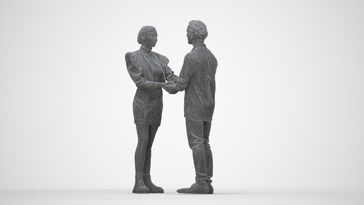 realistic 3D people woman business, render-ready for V-Ray and Corona, FBX OBJ, wireframe back view