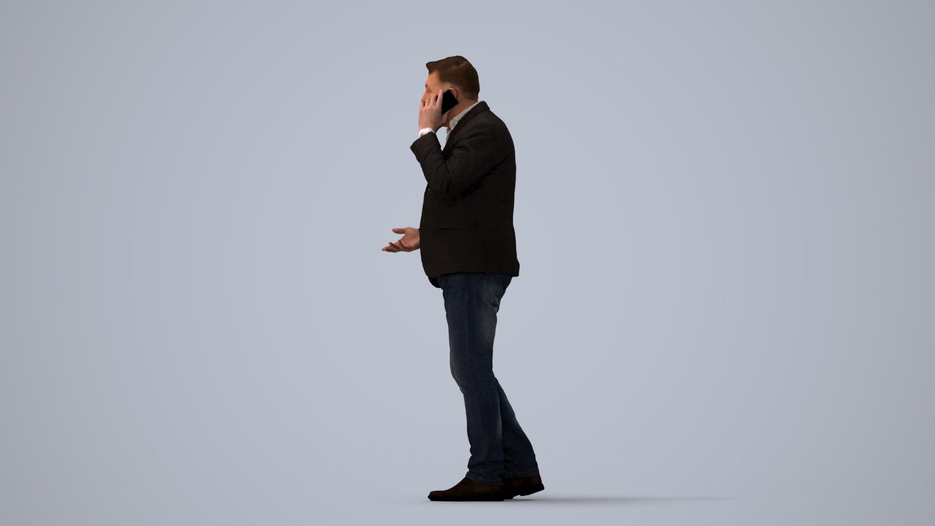 realistic 3D people man business, render-ready for V-Ray and Corona, FBX OBJ, three-quarter view render