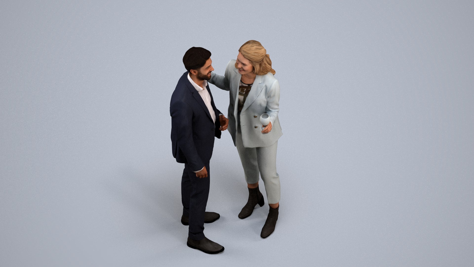 photogrammetry 3D woman business, realistic human model archviz FBX, back view render