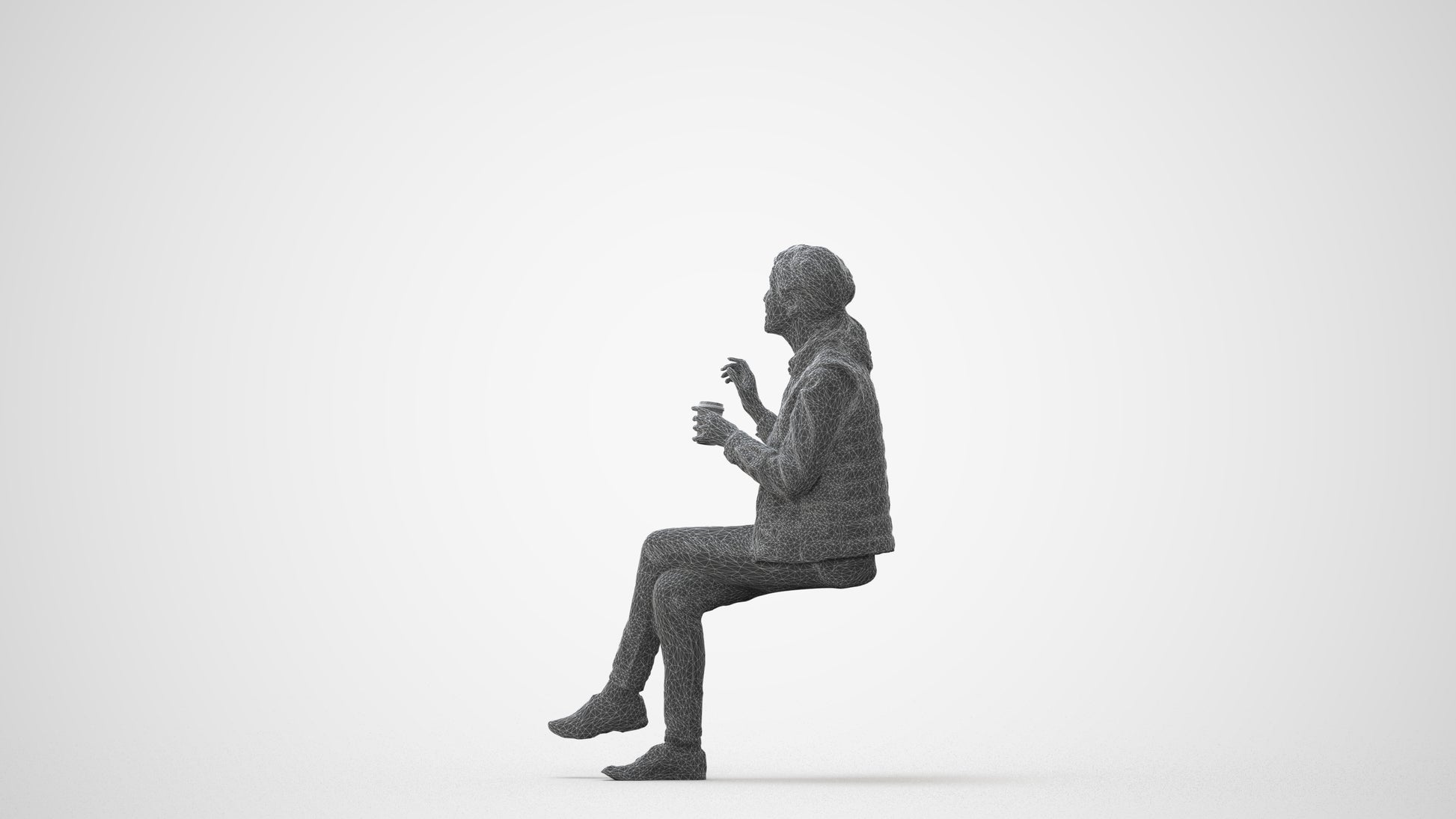 realistic 3D people senior woman casual sitting, render-ready for V-Ray and Corona, FBX OBJ, square thumbnail