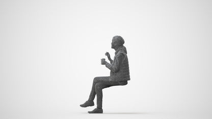 realistic 3D people senior woman casual sitting, render-ready for V-Ray and Corona, FBX OBJ, square thumbnail