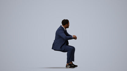 3D people model man business, scanned human for 3ds Max rendering, side view render