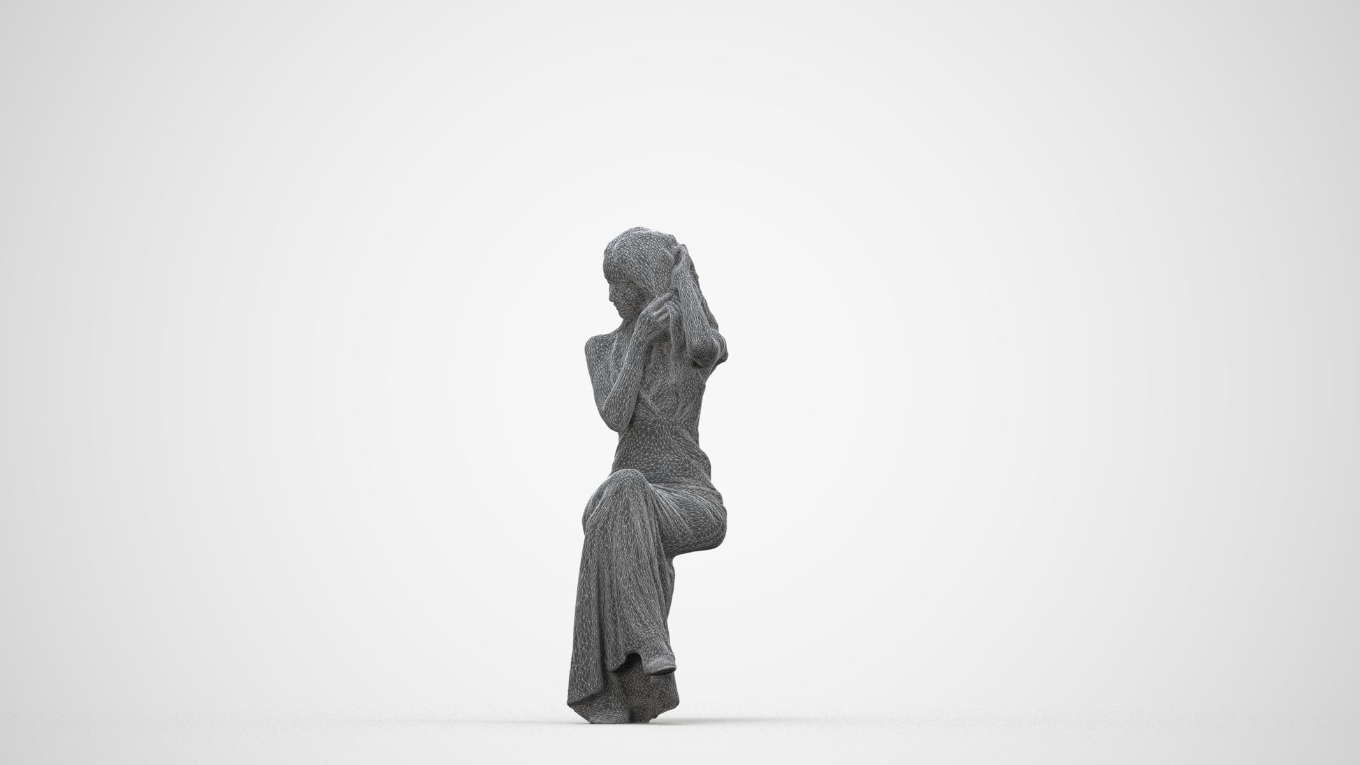 3D scanned woman formalaffairs formal, photorealistic archviz people for Enscape and SketchUp, wireframe back view