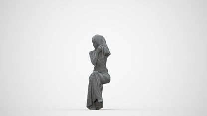 3D scanned woman formalaffairs formal, photorealistic archviz people for Enscape and SketchUp, wireframe back view