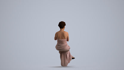 realistic 3D human woman casual sitting, archviz people FBX OBJ for Blender, front view render