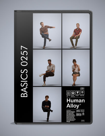 scanned 3D people sitting collection, 5 photogrammetry models for Enscape and V-Ray