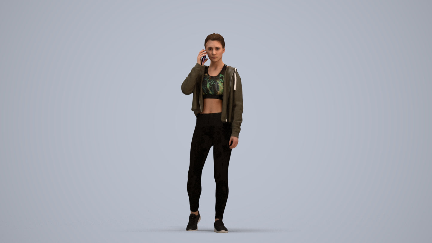realistic 3D human woman sport, archviz people FBX OBJ for Blender, standing pose render