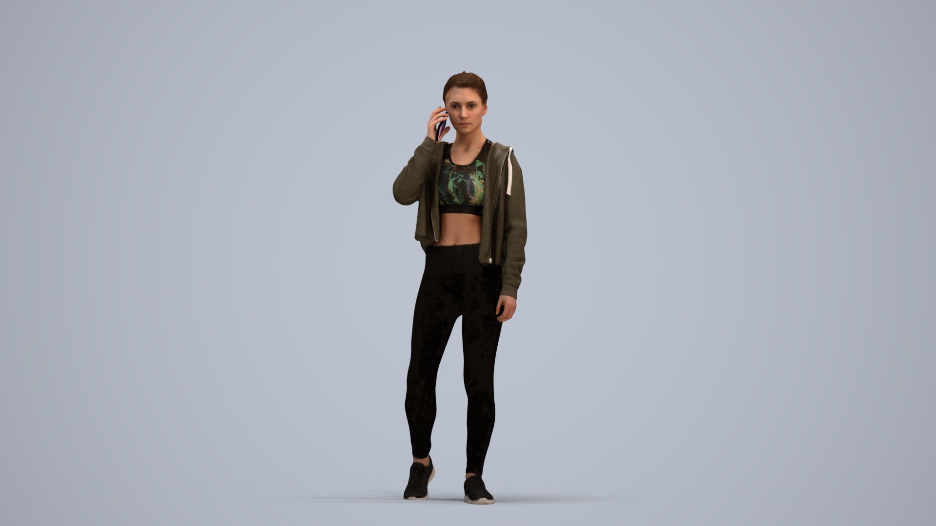 realistic 3D human woman sport, archviz people FBX OBJ for Blender, standing pose render