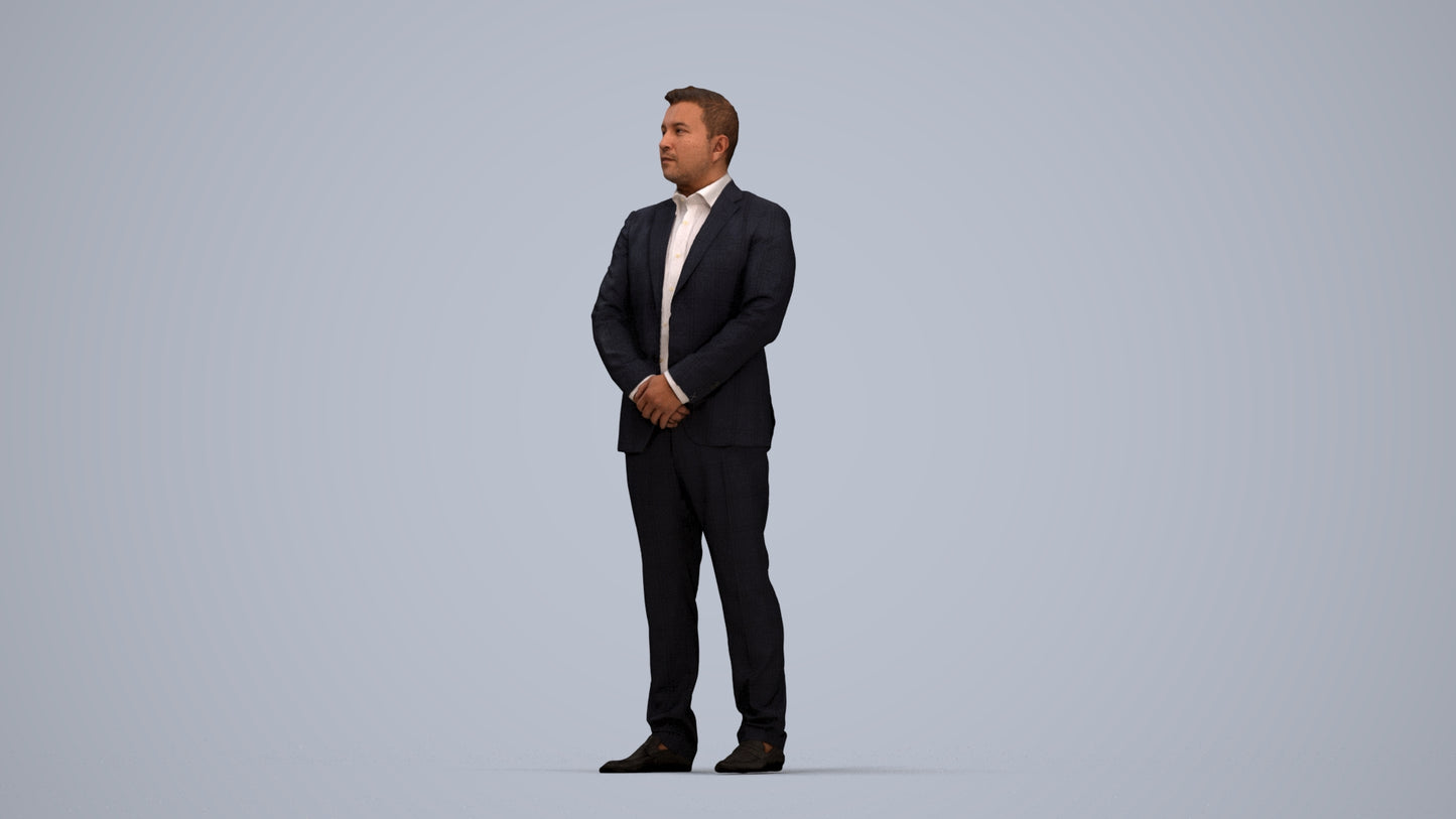 3D people model man business formalaffairs, scanned human for 3ds Max rendering, top-down view render