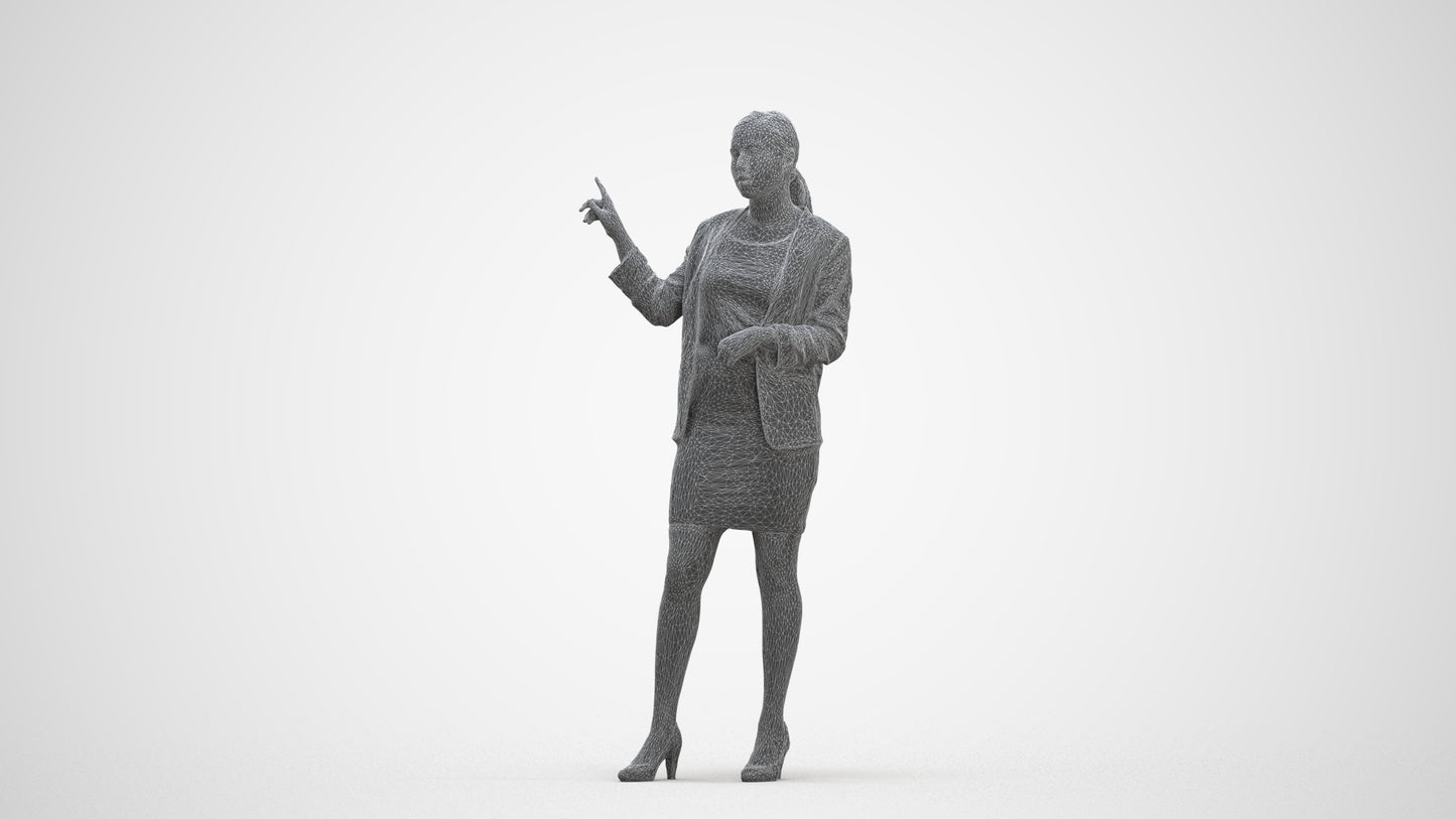 realistic 3D woman business, scanned archviz people for Blender and 3ds Max, three-quarter front view render