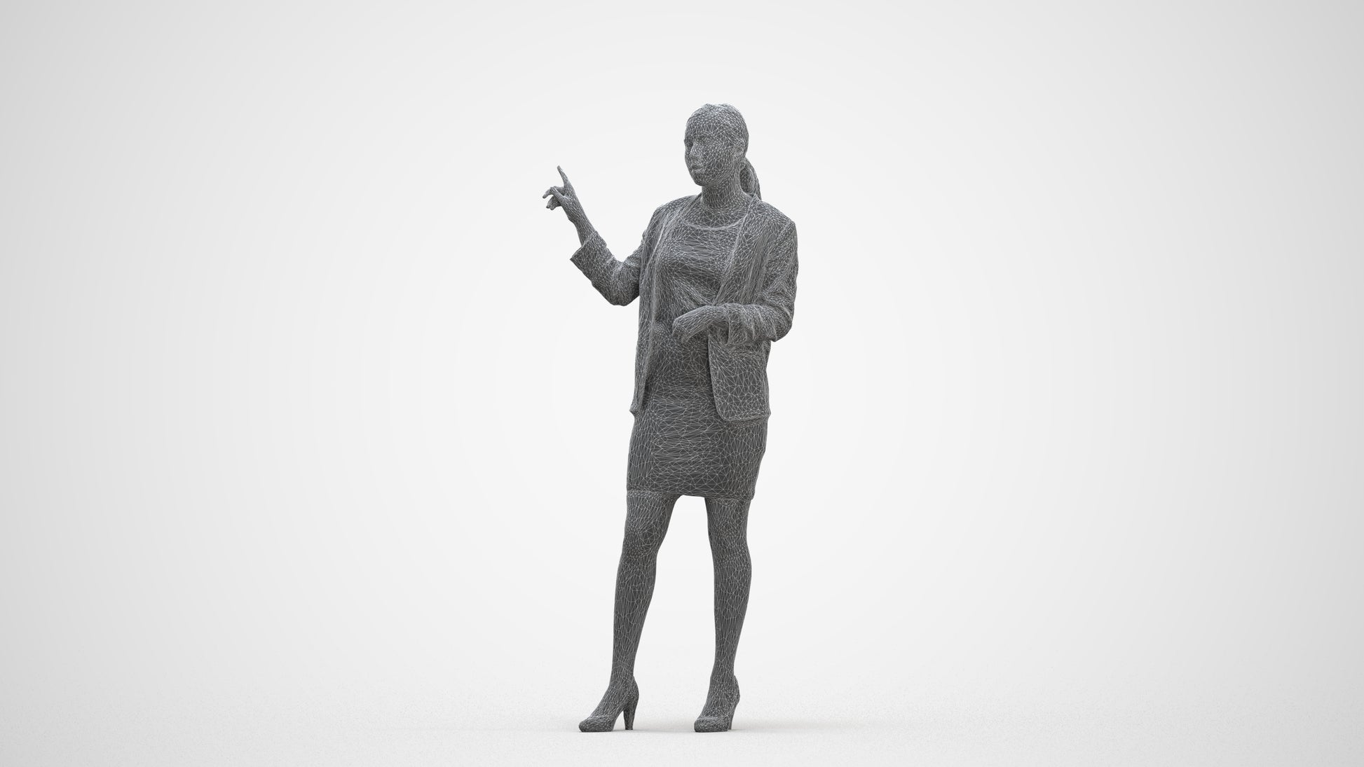 realistic 3D woman business, scanned archviz people for Blender and 3ds Max, three-quarter front view render