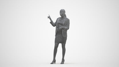 realistic 3D woman business, scanned archviz people for Blender and 3ds Max, three-quarter front view render