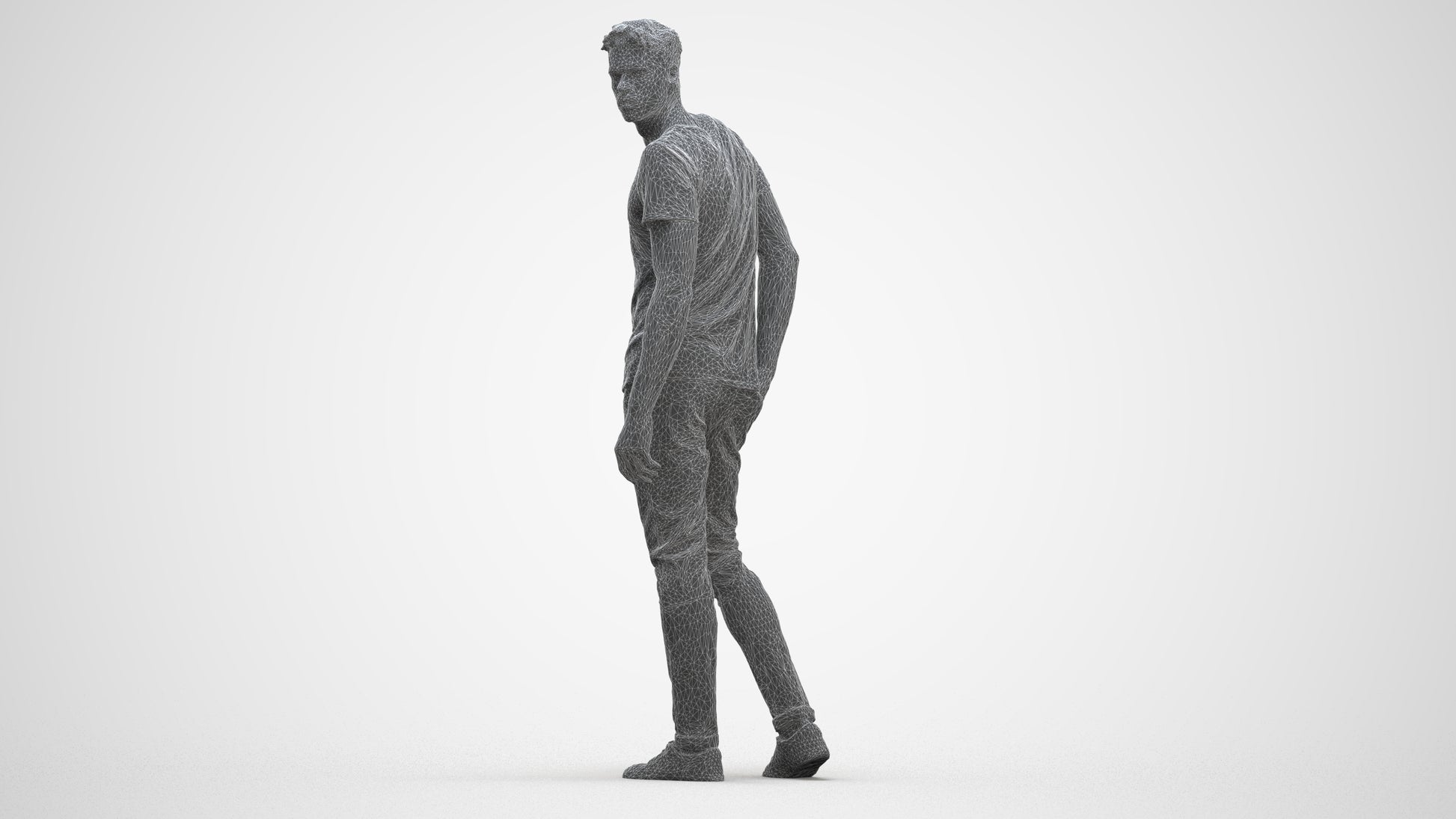 3D scanned man mix casual, photorealistic archviz people for Enscape and SketchUp, three-quarter front view render