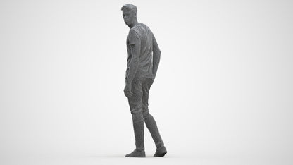 3D scanned man mix casual, photorealistic archviz people for Enscape and SketchUp, three-quarter front view render