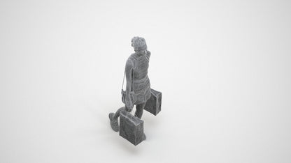 3D people model woman casual shopping, scanned human for 3ds Max rendering, wireframe three-quarter view