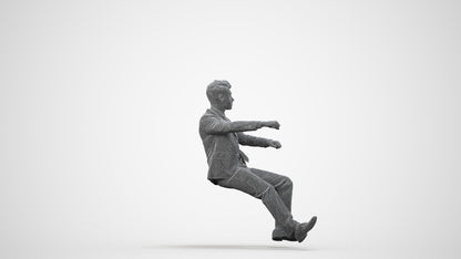 realistic 3D human man business driving, archviz people FBX OBJ for Blender, wireframe side view
