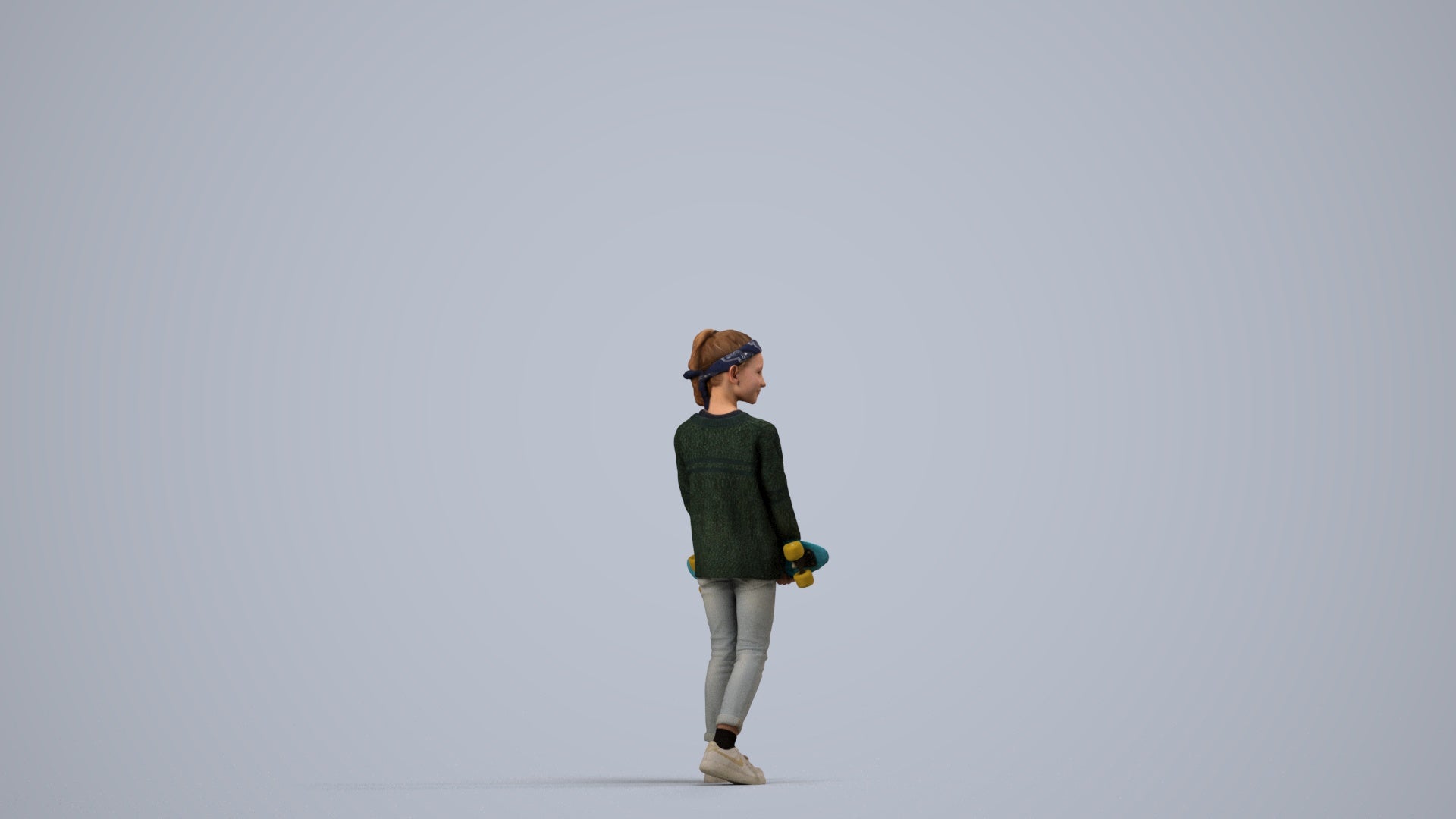 3D people model girl casual kids, scanned human for 3ds Max rendering, side view render