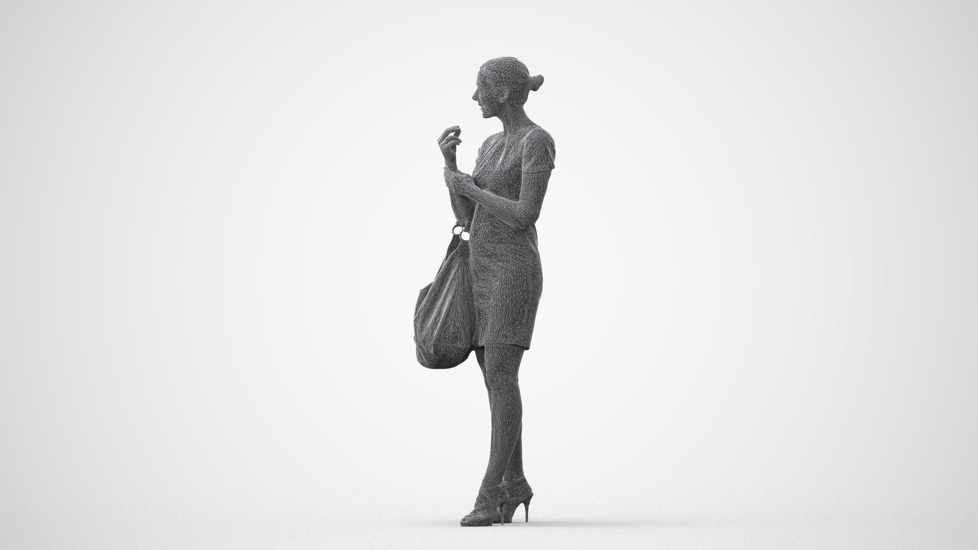 3D people model woman business standing, scanned human for 3ds Max rendering, square thumbnail