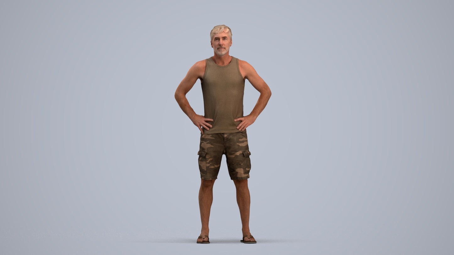 realistic 3D human man casual standing, archviz people FBX OBJ for Blender, standing pose render