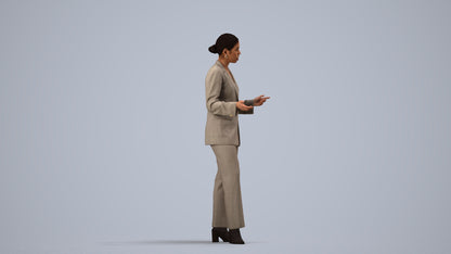 realistic 3D woman business, scanned archviz people for Blender and 3ds Max, side view render