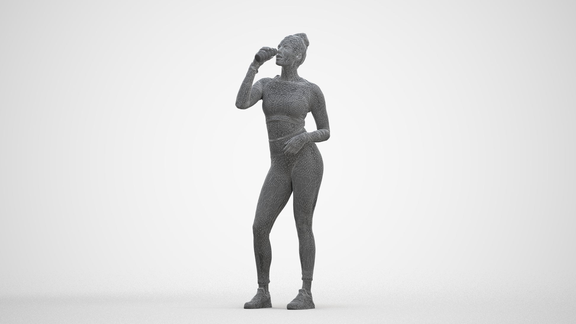 realistic 3D woman sport, scanned archviz people for Blender and 3ds Max, three-quarter front view render