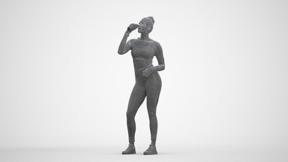 realistic 3D woman sport, scanned archviz people for Blender and 3ds Max, three-quarter front view render