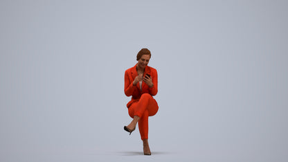 realistic 3D human woman business, archviz people FBX OBJ for Blender, standing pose render