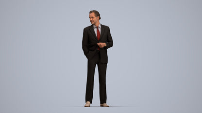 3D scanned man business, photorealistic archviz people for Enscape and SketchUp, top-down view render
