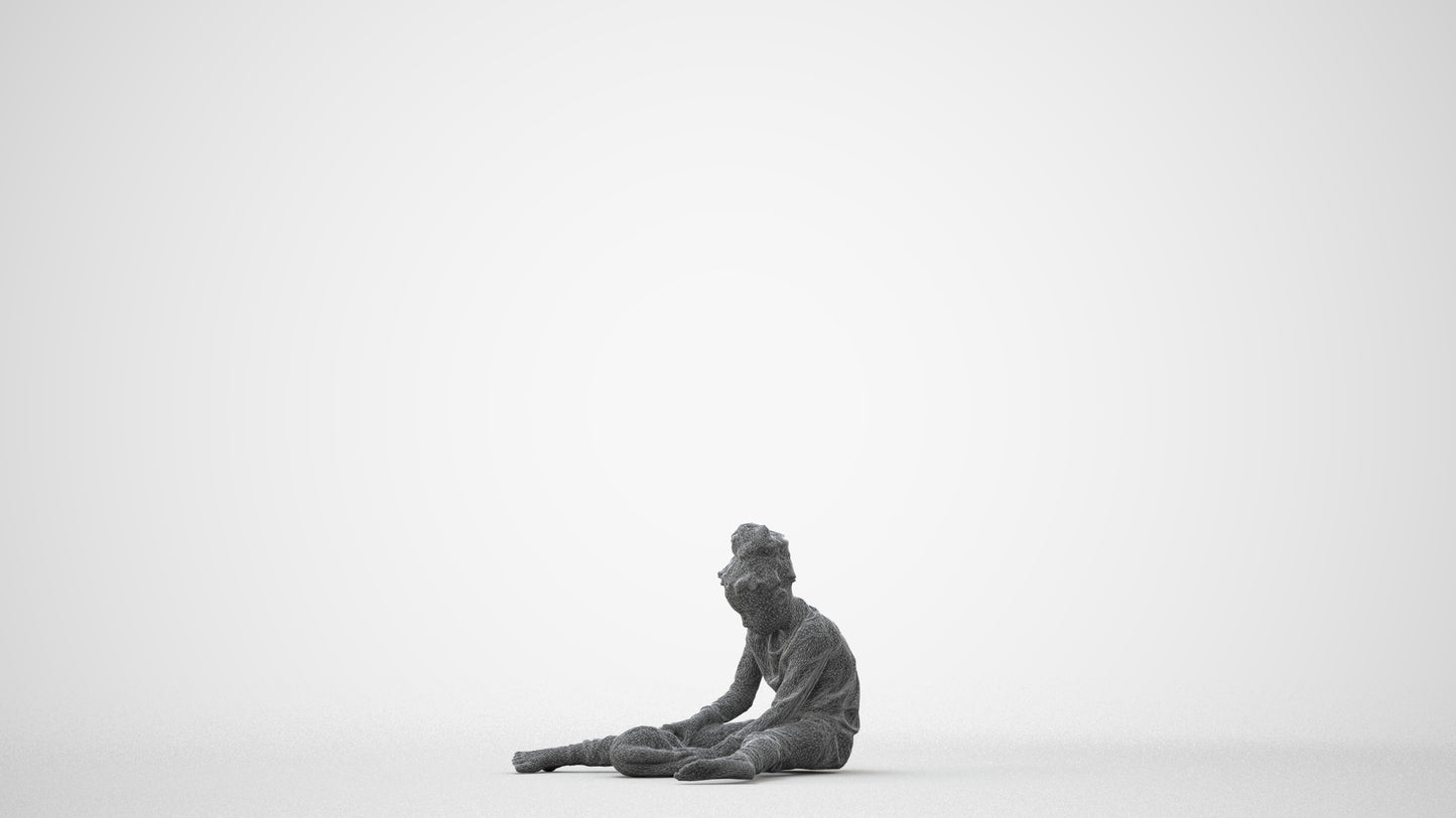 3D human model girl kids, photogrammetry scanned person for archviz, square thumbnail