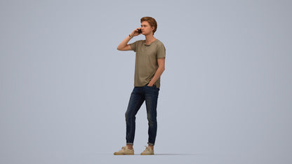 photogrammetry 3D man casual standing, realistic human model archviz FBX, top-down view render