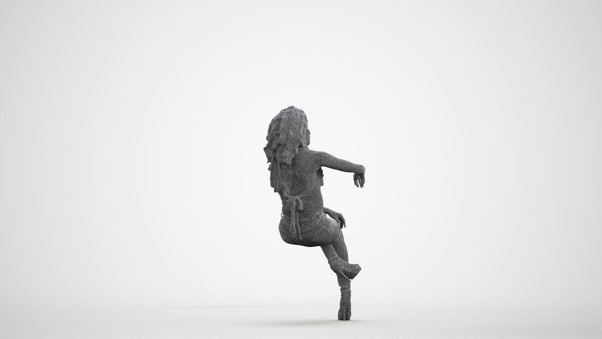 3D people model woman casual sitting, scanned human for 3ds Max rendering, wireframe front view