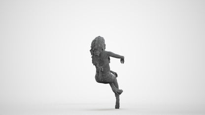 3D people model woman casual sitting, scanned human for 3ds Max rendering, wireframe front view