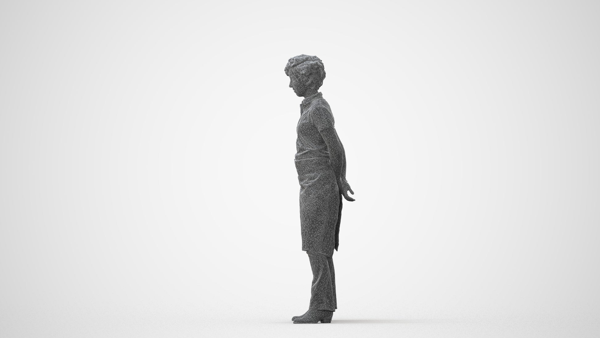 3D scanned woman standing, photorealistic archviz people for Enscape and SketchUp, square thumbnail