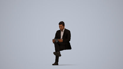 scanned 3D man business, photogrammetry people for Enscape and V-Ray, top-down view render