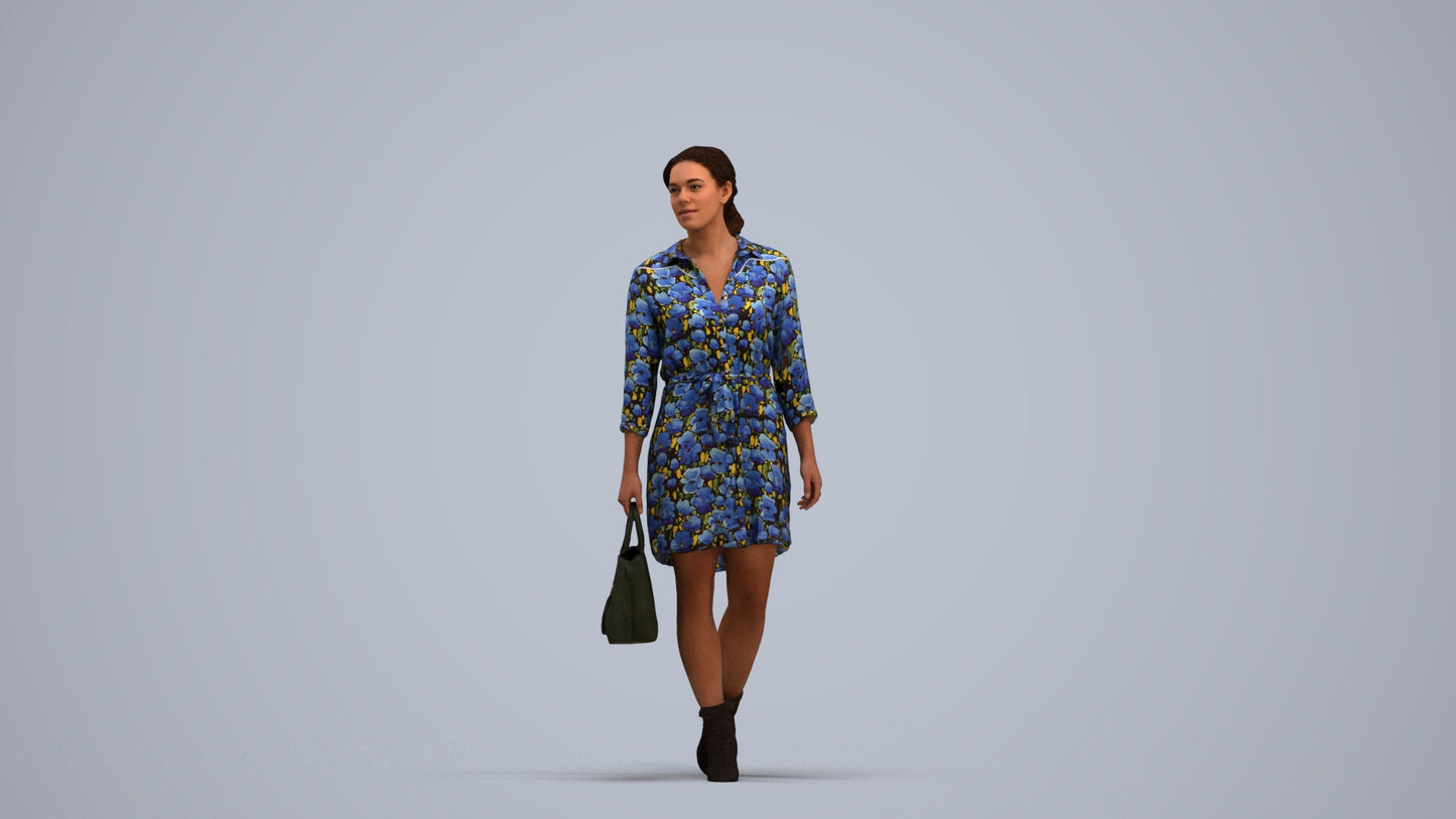 realistic 3D people woman casual standing, render-ready for V-Ray and Corona, FBX OBJ, standing pose render