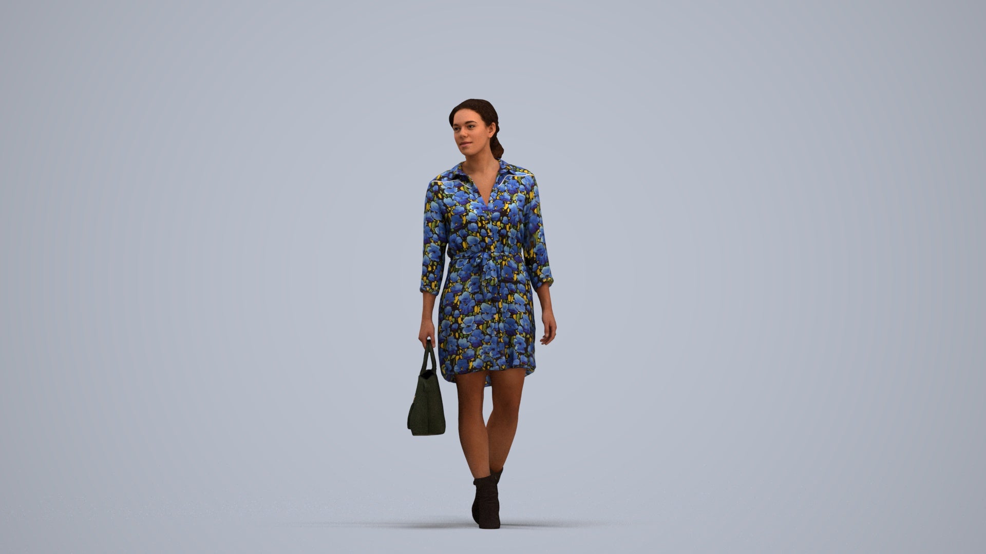realistic 3D people woman casual standing, render-ready for V-Ray and Corona, FBX OBJ, standing pose render