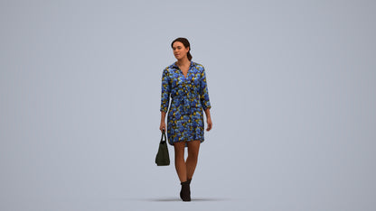 realistic 3D people woman casual standing, render-ready for V-Ray and Corona, FBX OBJ, standing pose render