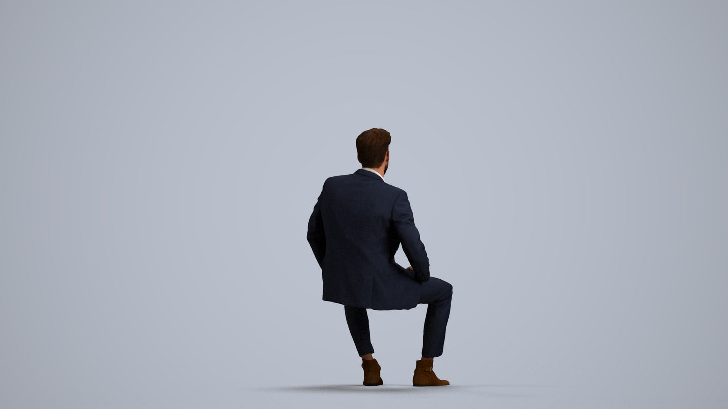 realistic 3D man business pool, scanned archviz people for Blender and 3ds Max, front view render
