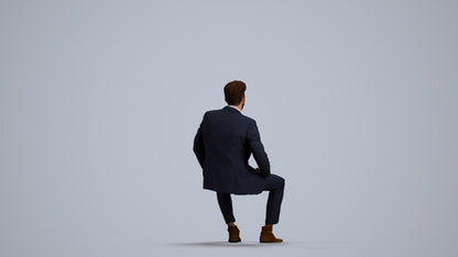 realistic 3D man business pool, scanned archviz people for Blender and 3ds Max, front view render