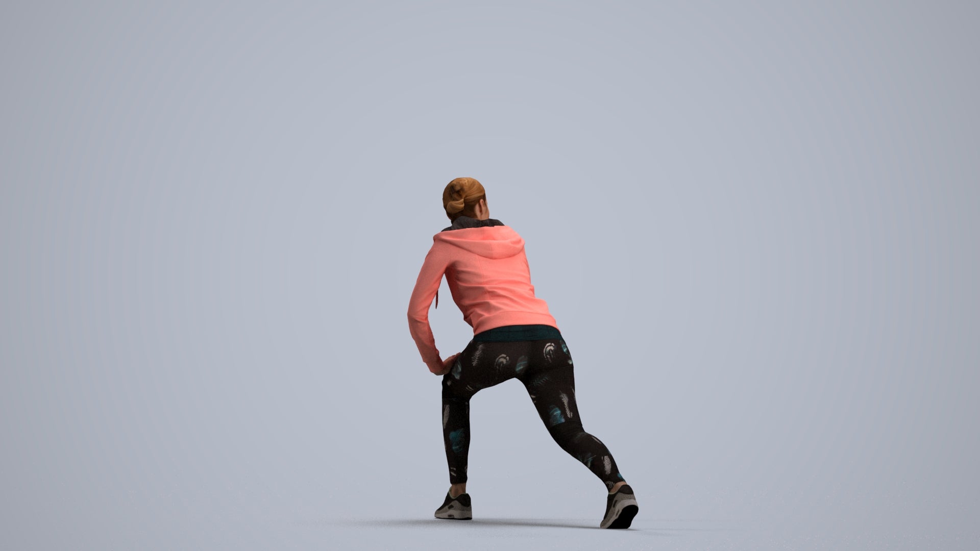 scanned 3D woman sport, photogrammetry people for Enscape and V-Ray, front view render