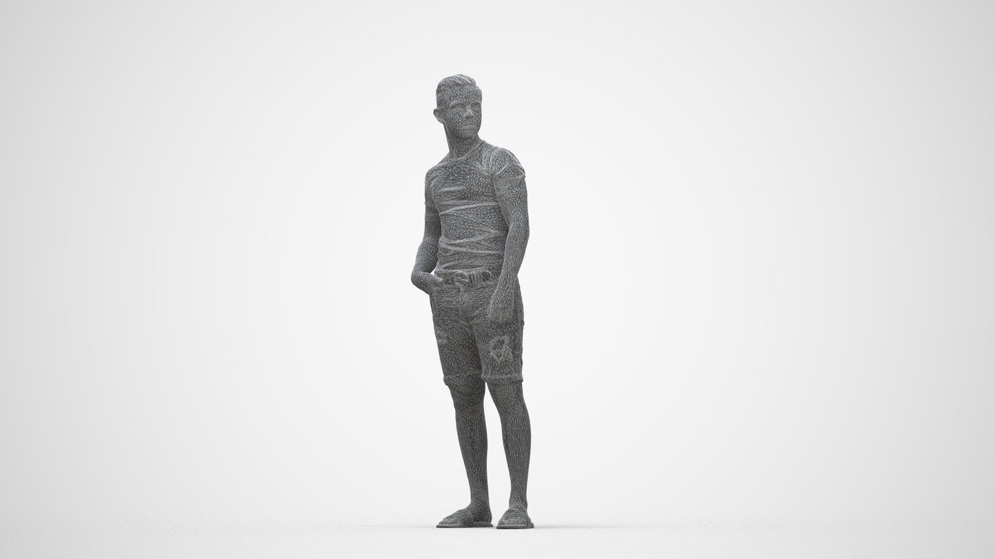 realistic 3D boy casual kids, scanned archviz people for Blender and 3ds Max, wireframe back view