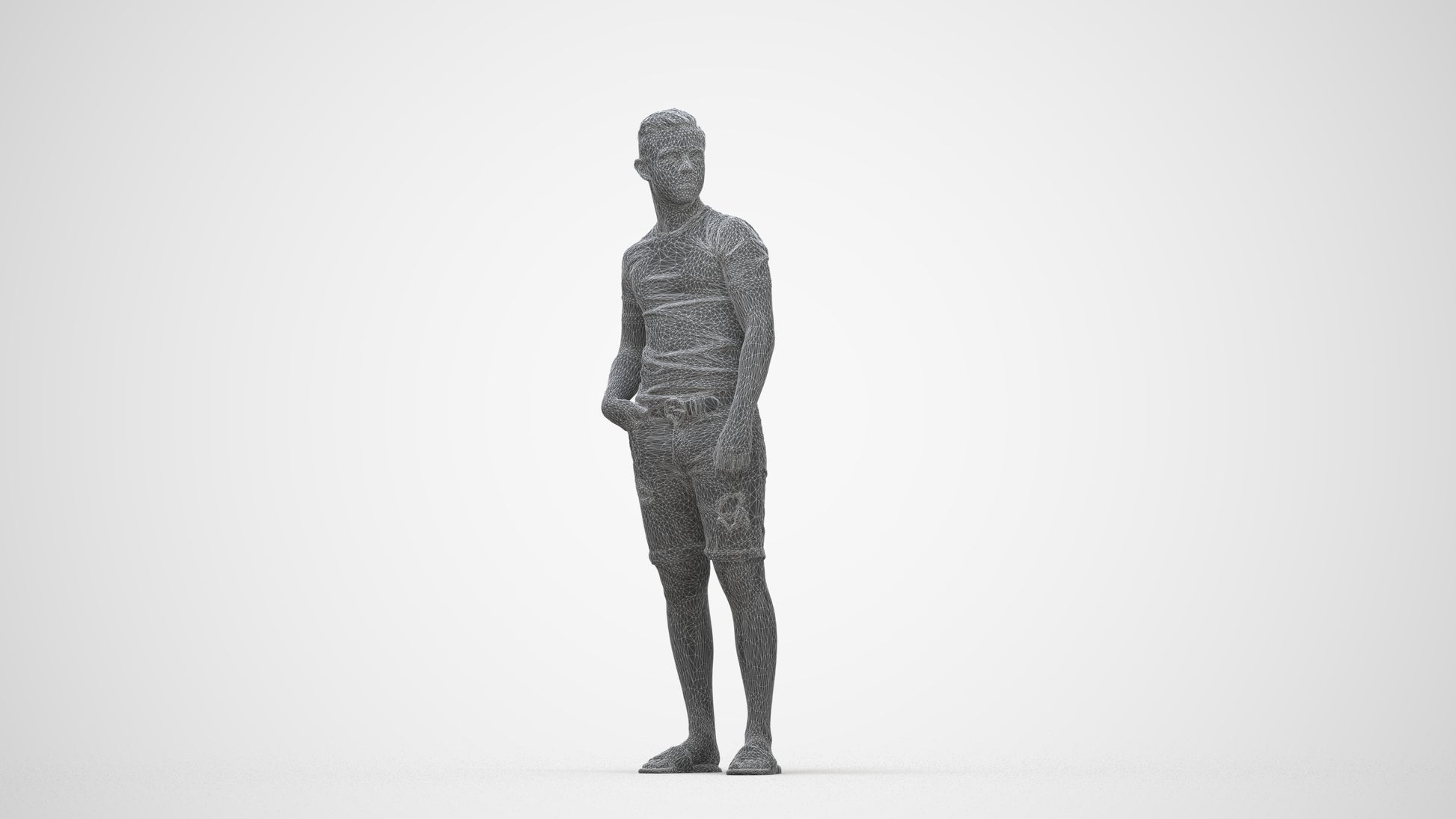 realistic 3D boy casual kids, scanned archviz people for Blender and 3ds Max, wireframe back view