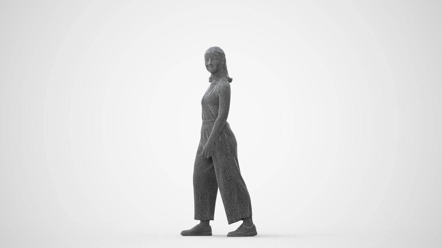3D human model girl casual kids, photogrammetry scanned person for archviz, square thumbnail