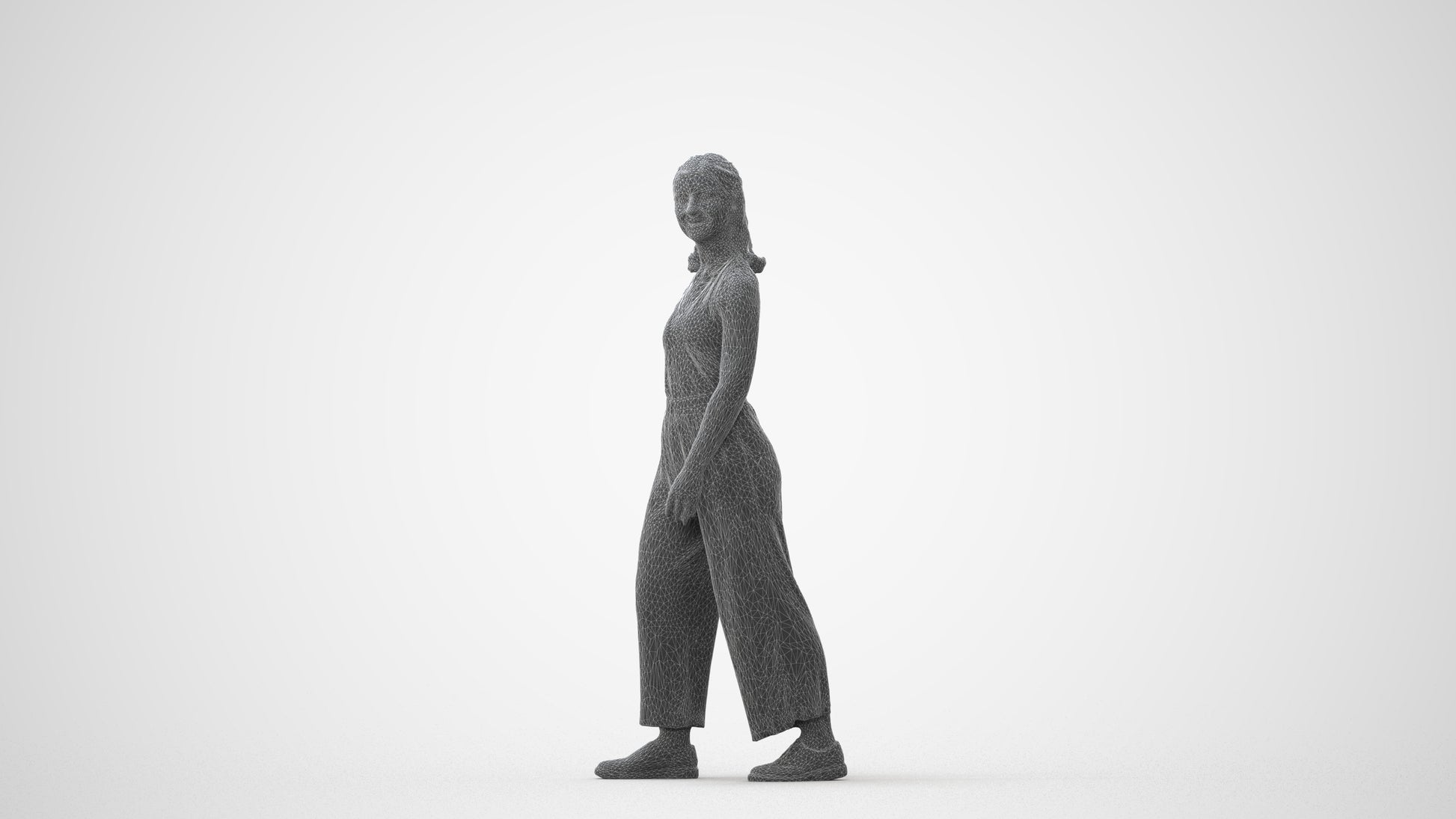 3D human model girl casual kids, photogrammetry scanned person for archviz, square thumbnail