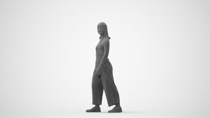 3D human model girl casual kids, photogrammetry scanned person for archviz, square thumbnail