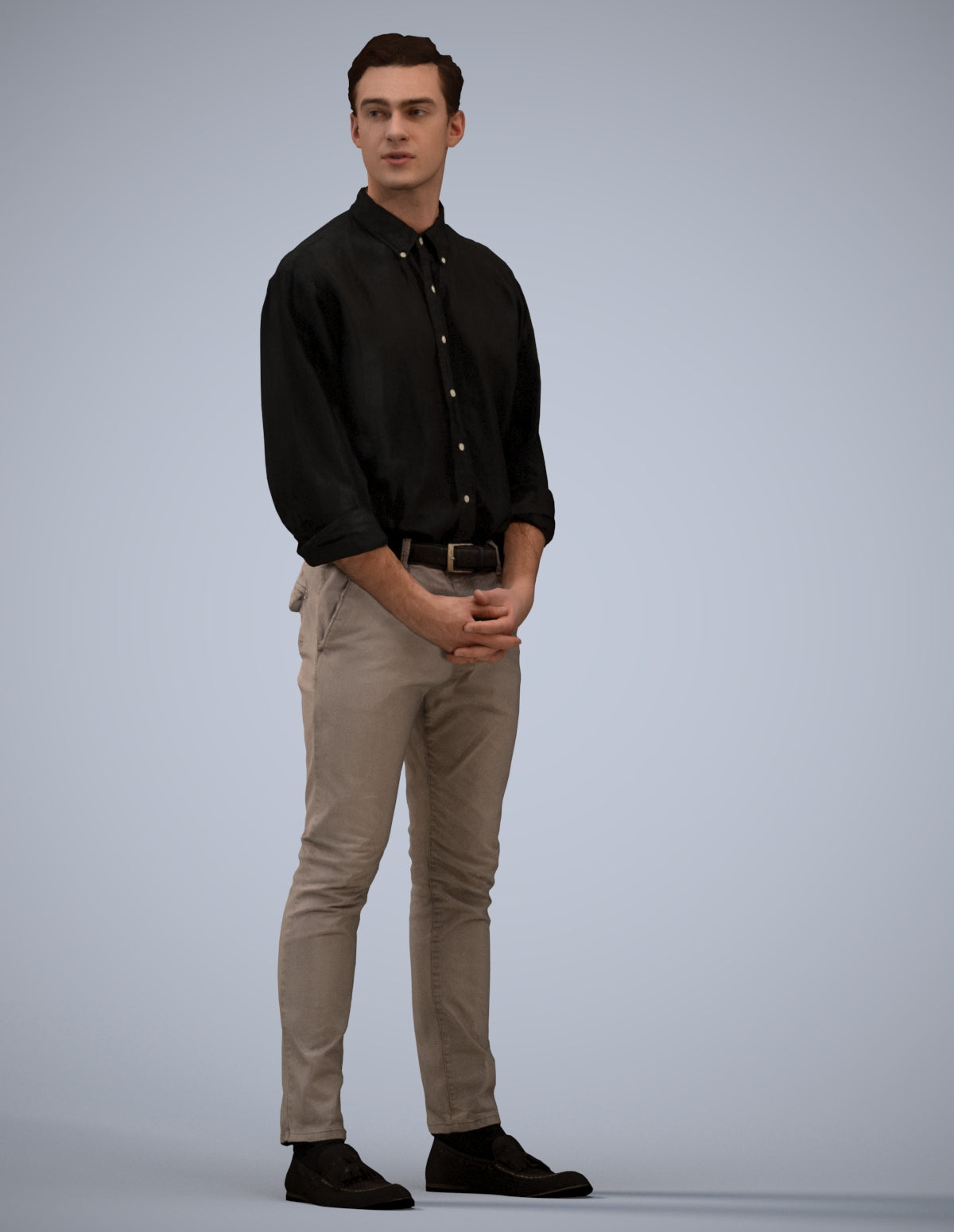 3D people model man casual standing, scanned human for 3ds Max rendering